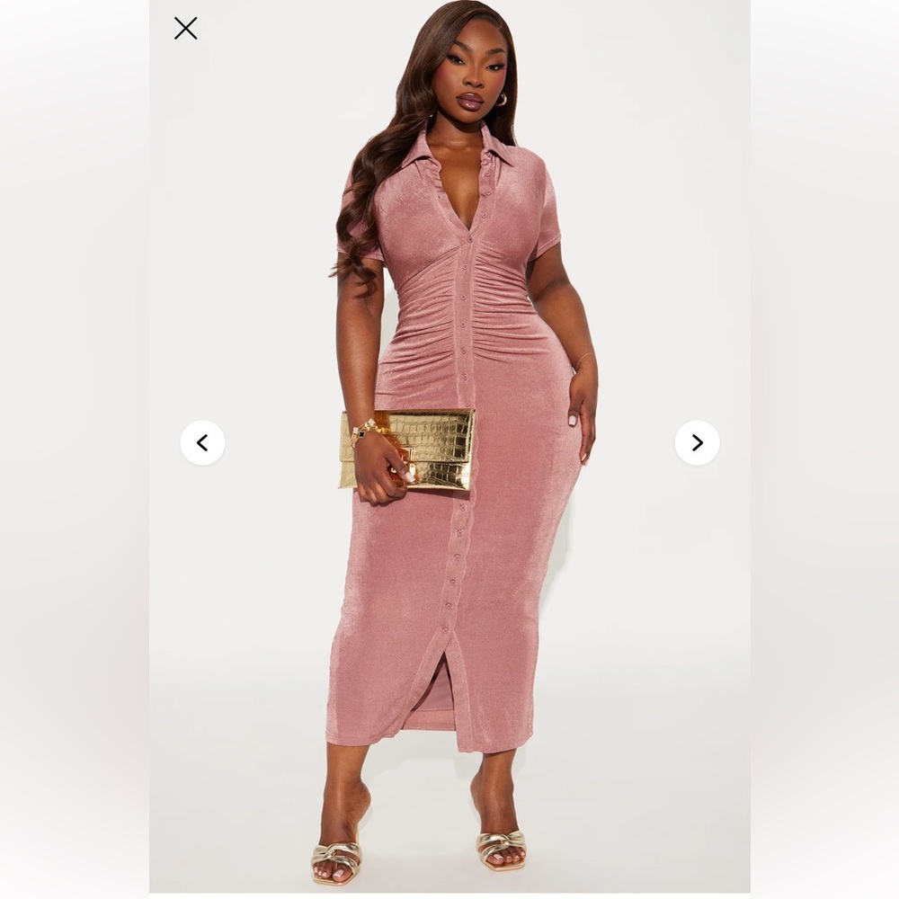 Fashion Nova Silky Smooth Slinky Midi Dress